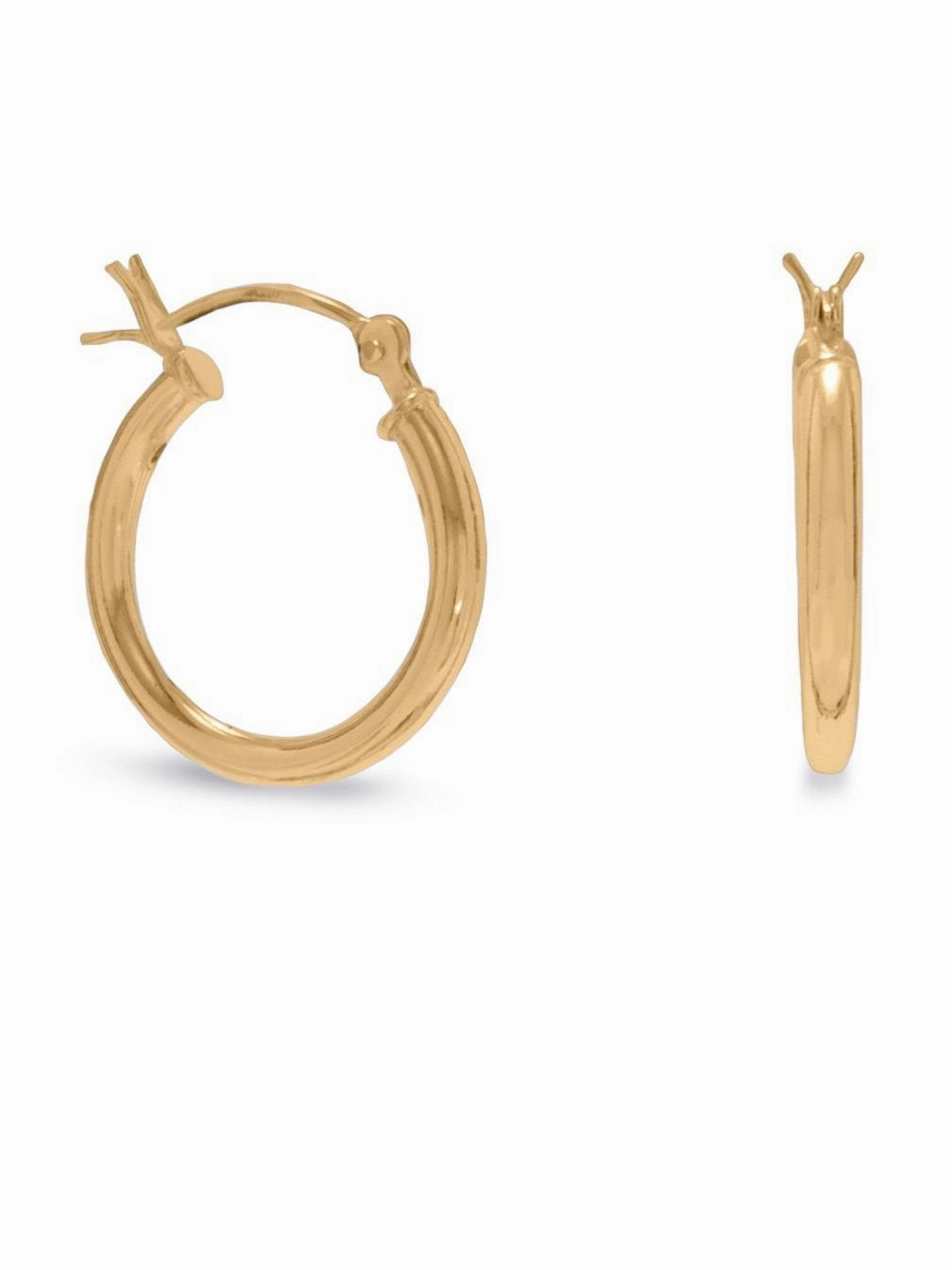 Minimalist Must-Have Stunning look Hoop Earrings 2mm x 16mm Yellow Gold-plated Sterling Silver