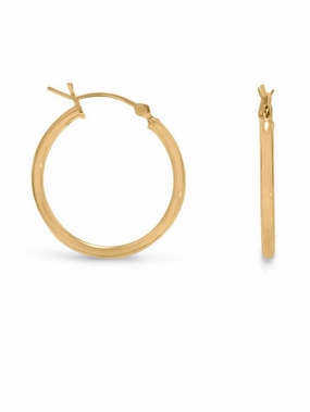 Hoop Earrings 2mm x 24mm Yellow Gold-plated Sterling Silver Polished Adornment Stunning Accessory