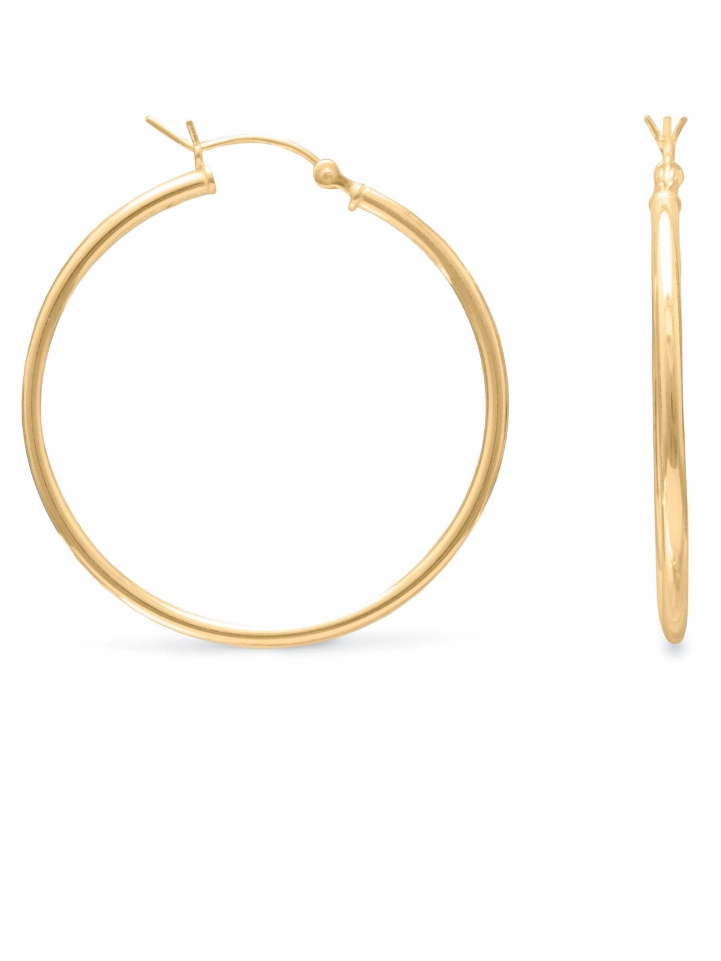 Hoop Earrings 2mm x 50mm Yellow Gold-plated Sterling Silver Classic Selection Polished Adornment