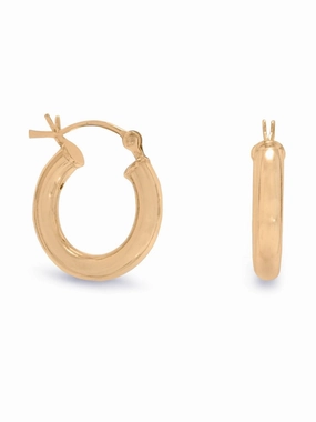 Hoop Earrings 3mm x 18mm Yellow Gold-plated Sterling Silver Elegant Essential Holiday Trinket