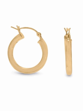 Hoop Earrings 3mm x 20mm Yellow Gold-plated Sterling Silver Vibrant Accent Luxurious Adornment