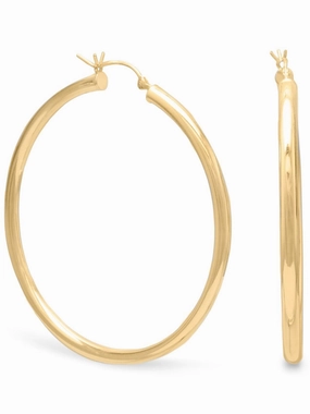 Vibrant Decoration Hoop Earrings 3mm x 50mm Yellow Gold-plated Sterling Silver