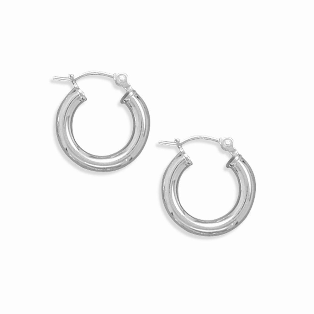 Hoop Earrings Extra Extra Small 3mm x15mm Round Tube Sterling Silver Vintage Decor Modern Aesthetic