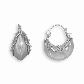 Stunning Selection Hoop Earrings with Bead Edge Polished Sterling Silver