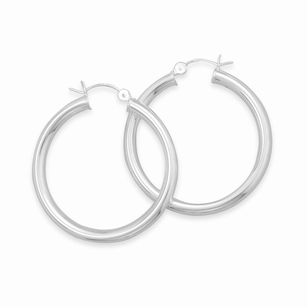 Avant-Garde Item Hoop Earrings with Click Close Sterling Silver 40mm