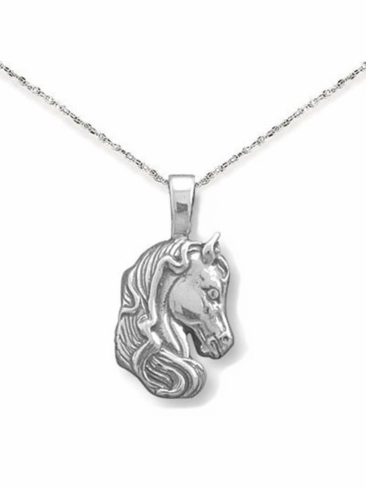 Horsehead Sterling Silver Horse Pendant Necklace Sterling Silver Lightweight Gift Mass Produced Jewelry