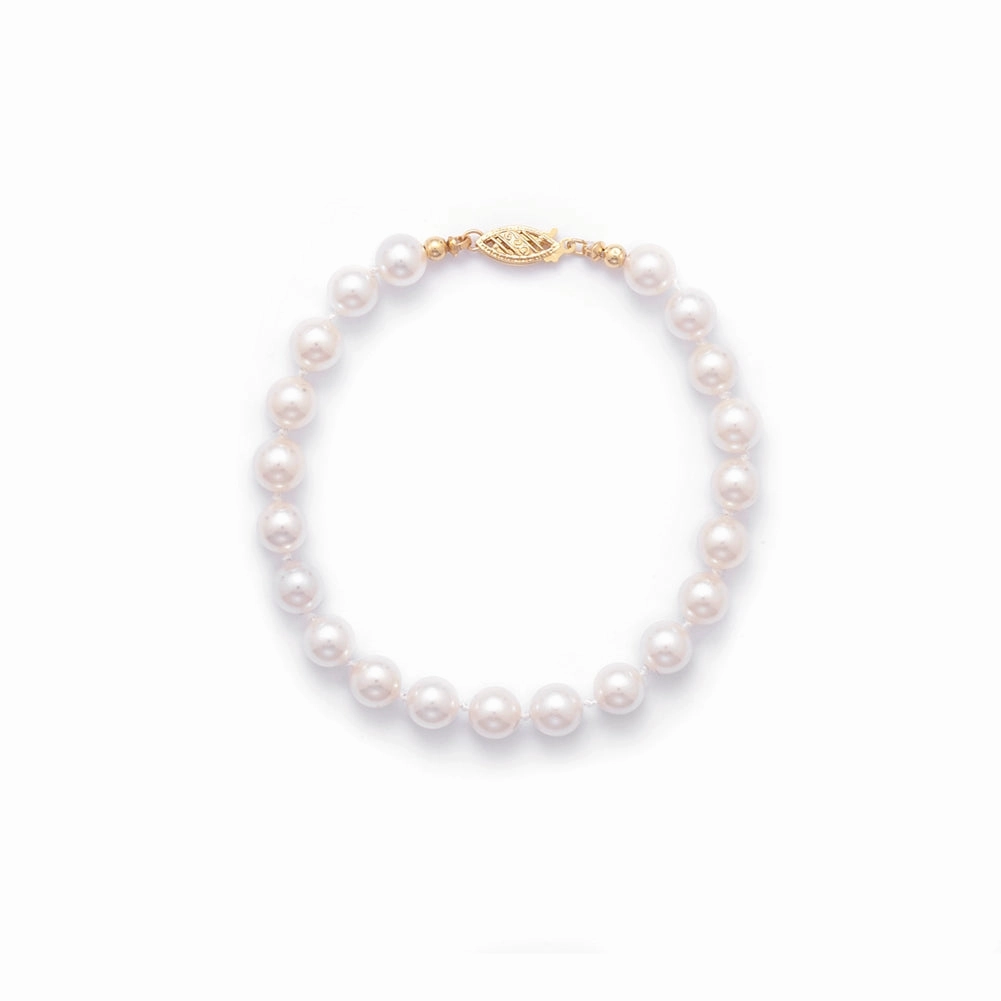 Unfailing Composite Cultured Akoya Pearl Bracelet 6.5 to 7mm Grade AAA 14k Yellow Gold