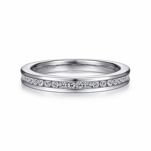 Toledo - 14K White Gold Channel Set Diamond Wedding Band - 0.25ct Chic Accent