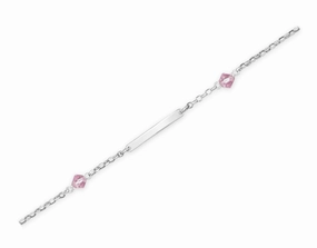 ID Bracelet with Pink Crystals Adjustable Length Sterling Silver Neighborhood Find