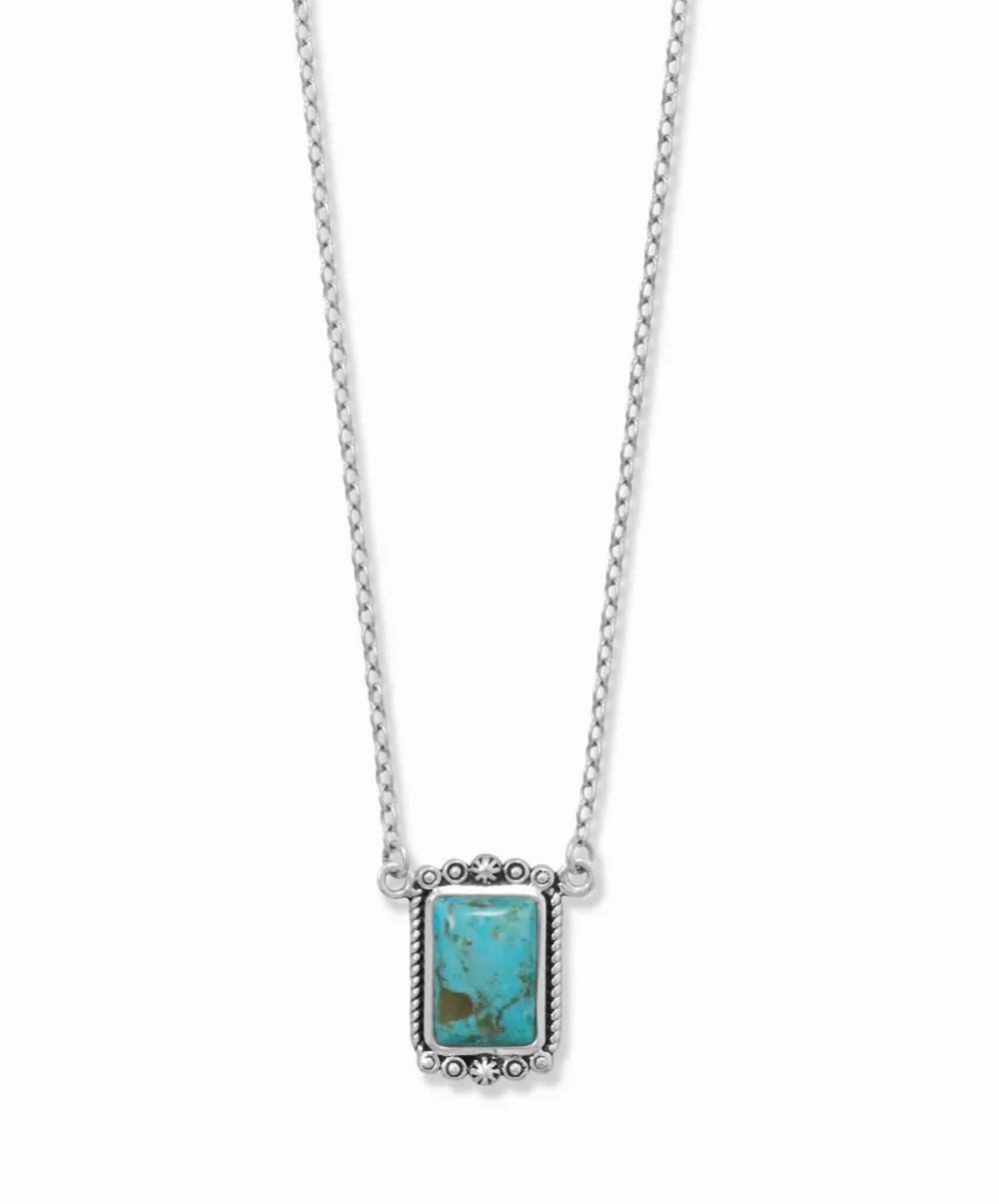 Festive Gift Turquoise Necklace with Rope and Bead Design Sterling Silver