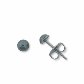 Bohemian Jewelry Imitation Hematite Stud Earrings Stainless Steel Hypoallergenic 4mm