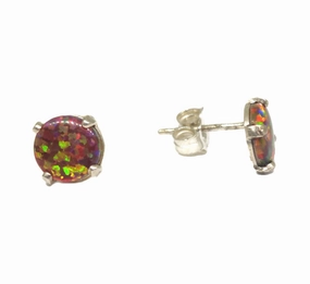 Imitation Mexican Opal Stud Earrings Sterling Silver 6mm Beautiful Essential