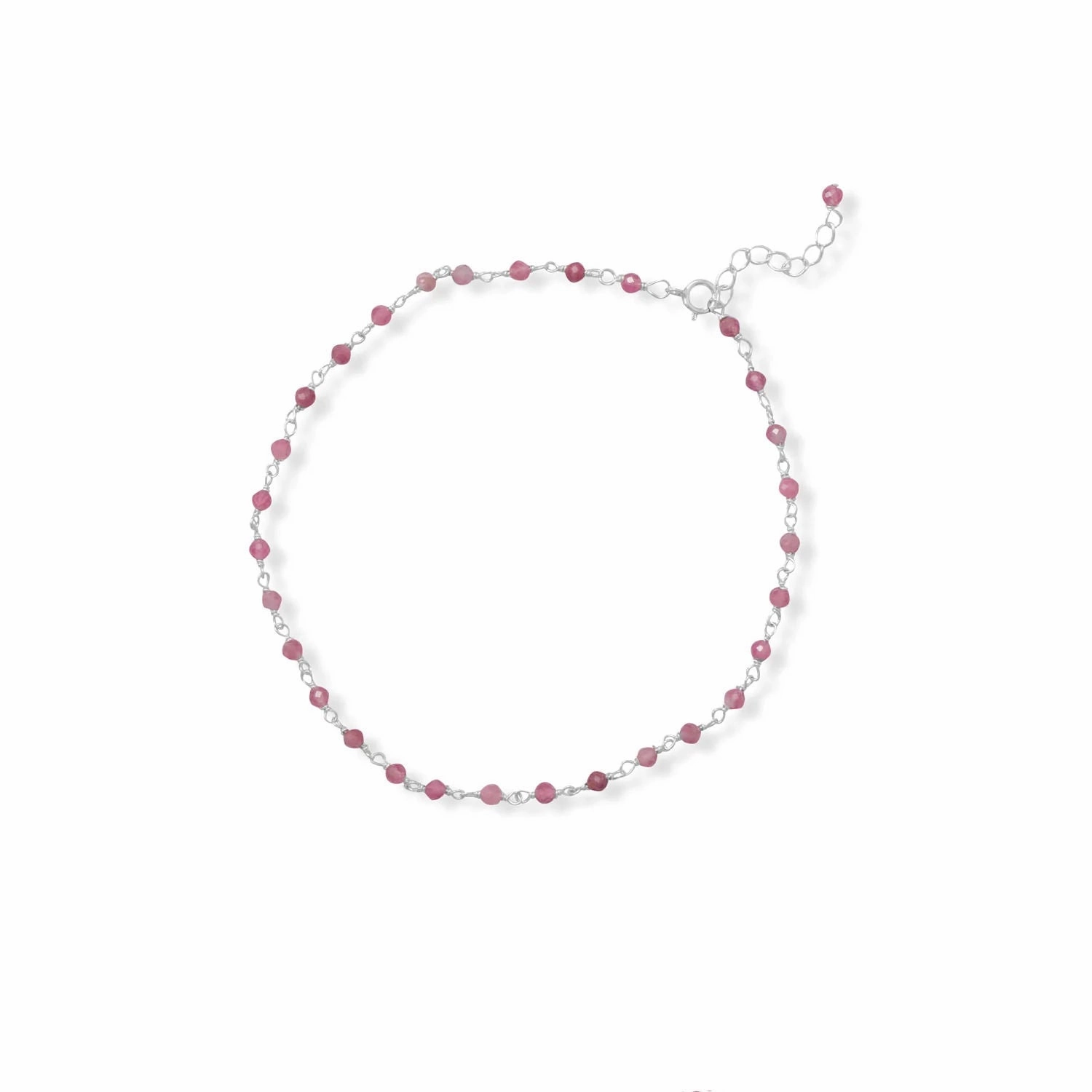 Speedy Shipping Refined Art Pink Tourmaline Anklet Adjustable Length Sterling Silver