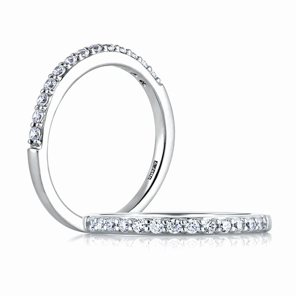 Elegant Gift Glowing Feature A. Jaffe Classics Diamond Wedding Band in White Gold