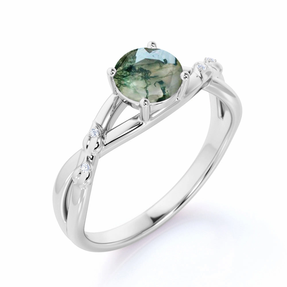 Graceful Choice Stylish Pick 1.25 Ct Round Green Moss Agate Infinity Engagement Ring