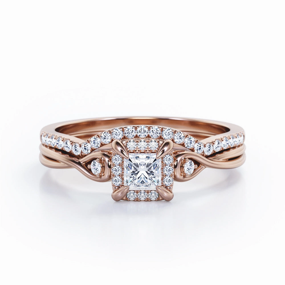 Polished Accent Amazing Article Infinity 1 Ct Princess Cut Diamond Wedding Ring Set