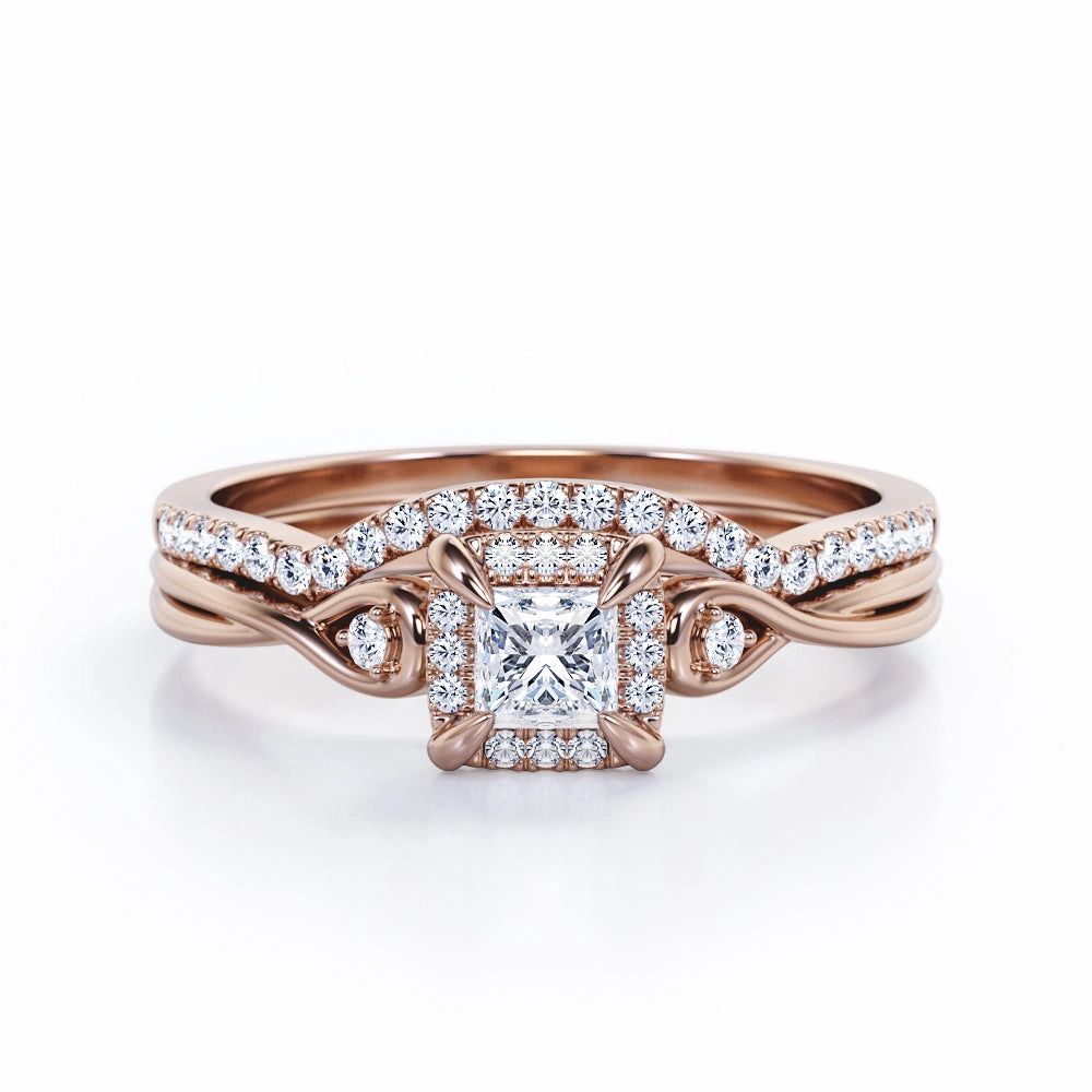 Durable Design Infinity 1 Ct Princess Cut Diamond Wedding Ring Set