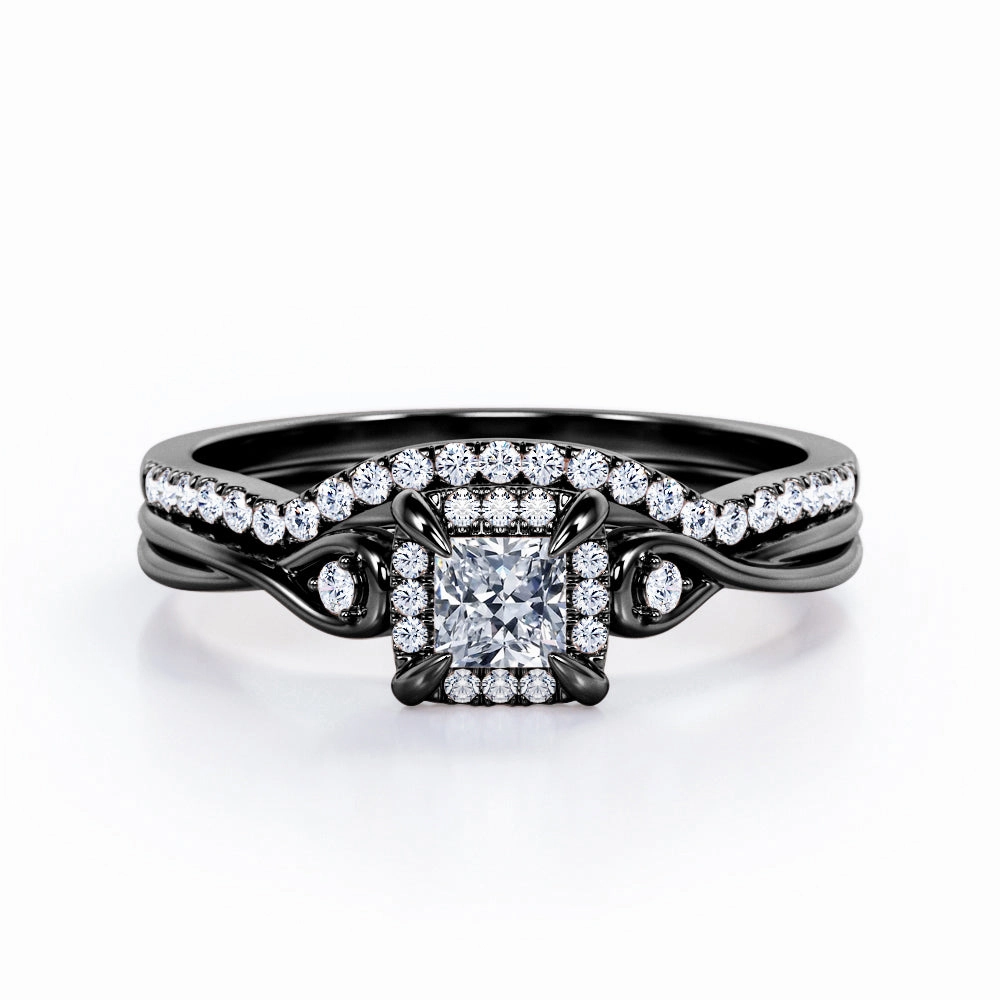 Layering Essential Infinity 1 Ct Princess Cut Diamond Wedding Ring Set