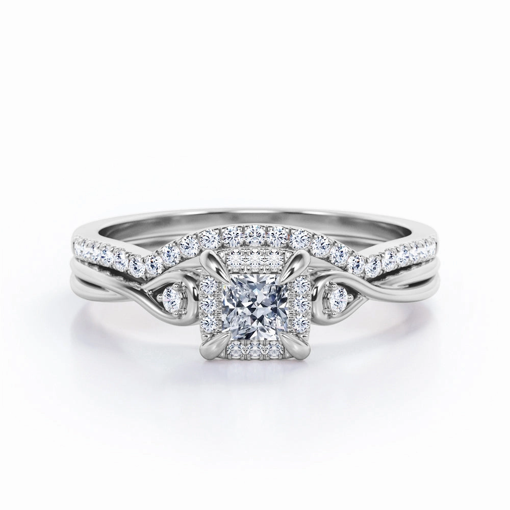 Hypoallergenic Gift Infinity 1 Ct Princess Cut Diamond Wedding Ring Set
