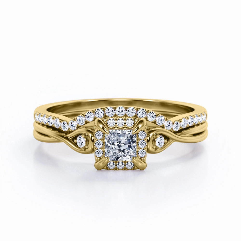 Infinity 1 Ct Princess Cut Diamond Wedding Ring Set Trendy Gift