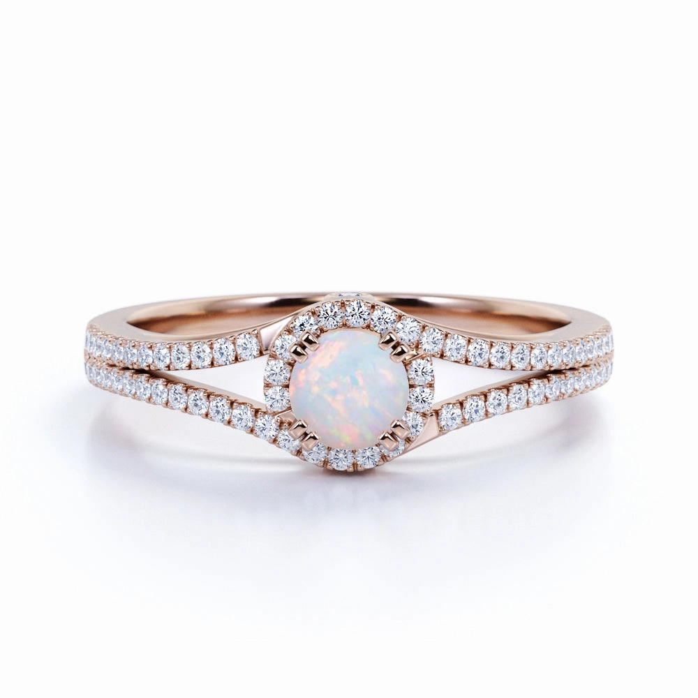 Vintage 0.83 Ct Round Cut Lab Created Opal Promise Ring Prize Piece Mood Setter