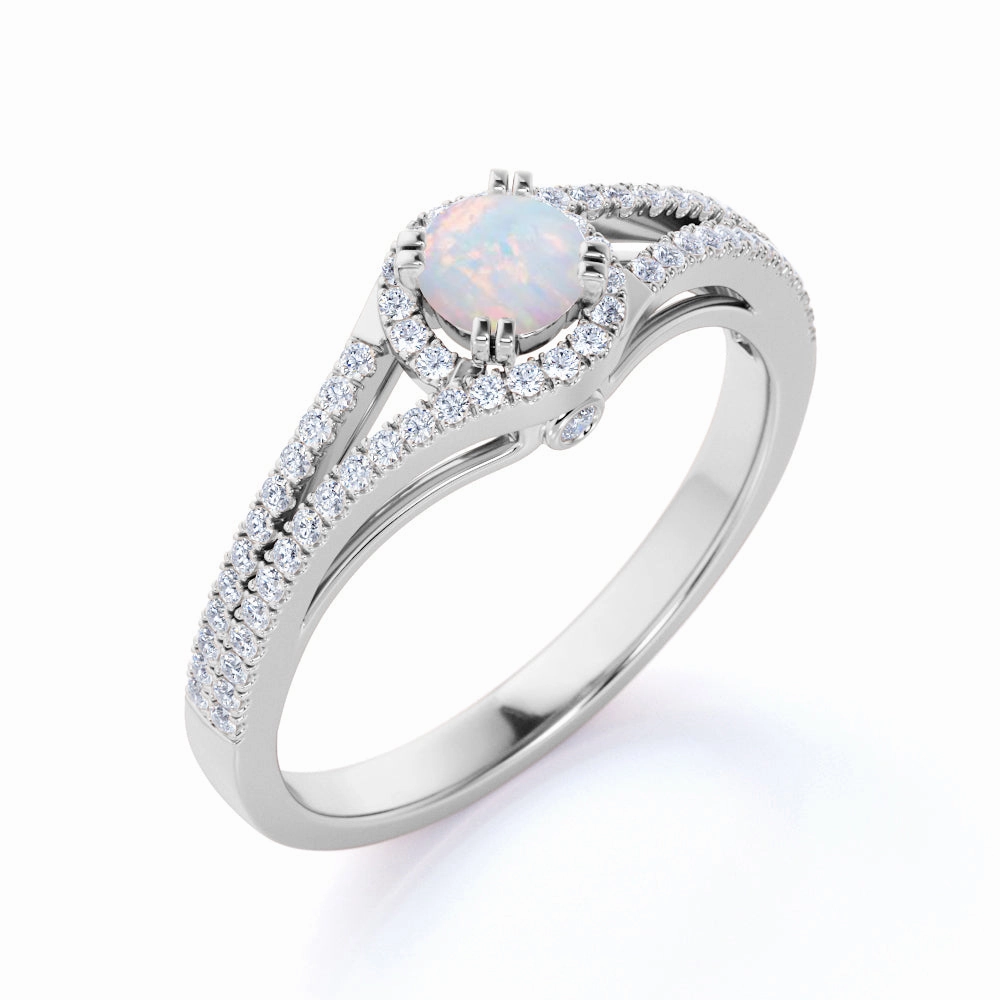 Perennial Favorite Beta Version Vintage 0.83 Ct Round Cut Lab Created Opal Promise Ring