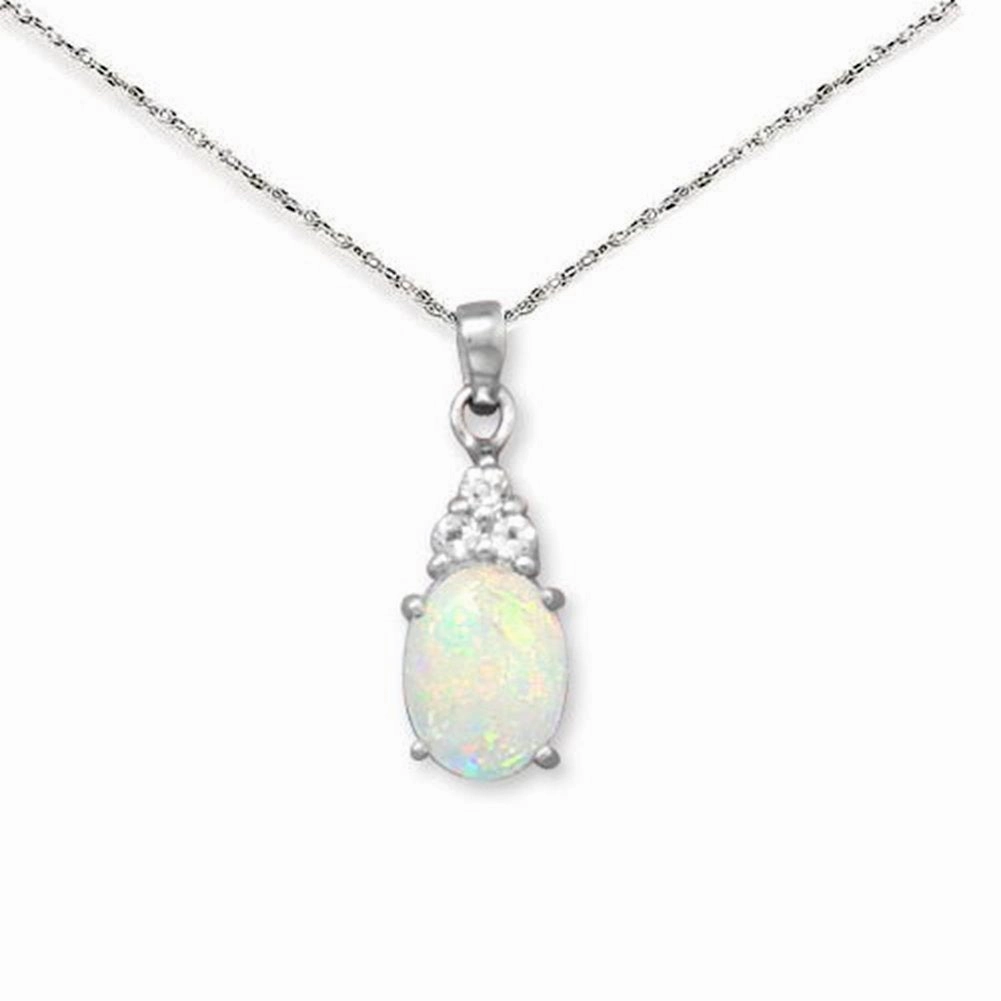 Australian Opal and White Topaz Necklace with Rope Chain Sterling Silver Wedding Piece