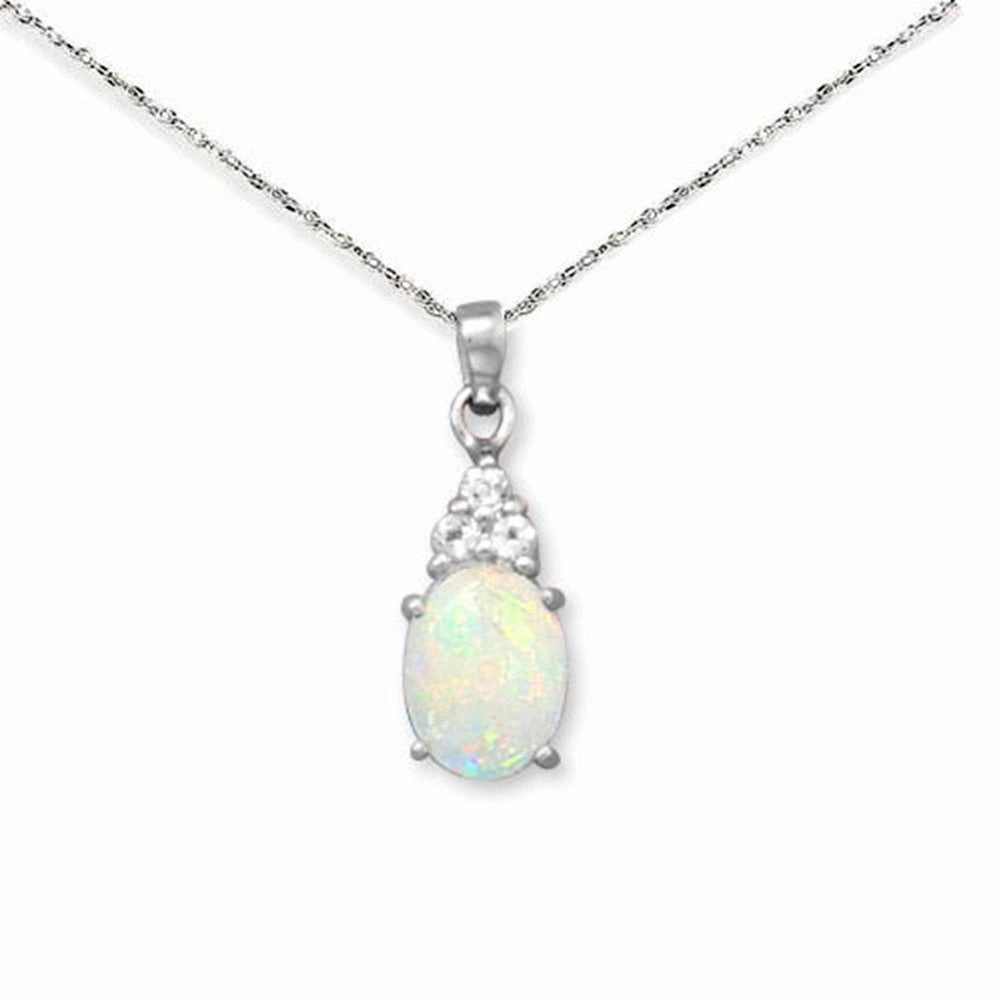 Australian Opal and White Topaz Necklace with Rope Chain Sterling Silver Lovely Style