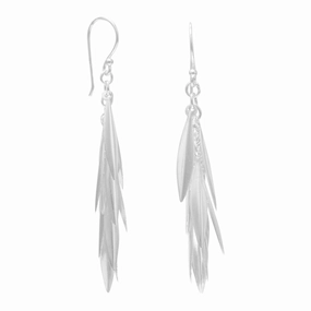 Beach Item Layered Leaves Cluster Drop Sterling Silver Earrings