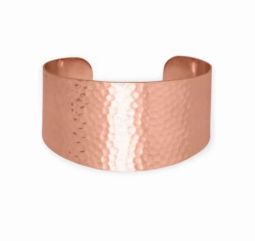 Hammered Finish Copper Wide Cuff Bracelet - Made in the USA Trendy Arm Candy