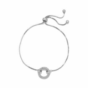 Friendship Bolo Bracelet with Hinge Ring for Charms Adjustable Length Rhodium Minimalist Design