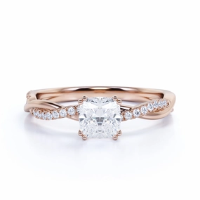 Infinity 0.58 ct TDW Cushion Cut Diamond and Twisted Engagement Ring in Rose Gold HighEnd Decoration