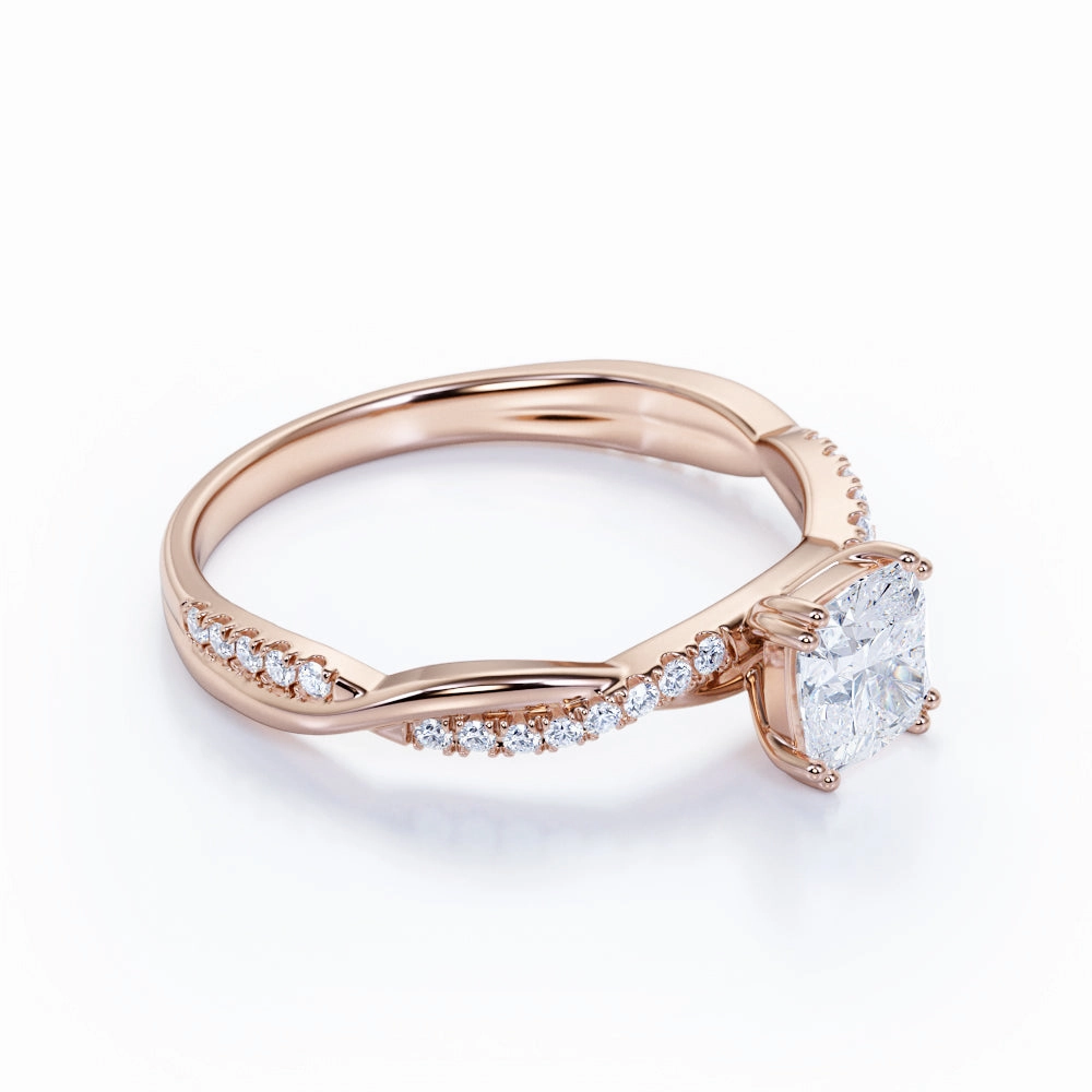 Infinity 0.58 ct TDW Cushion Cut Diamond and Twisted Engagement Ring in Rose Gold Seasonal Spark