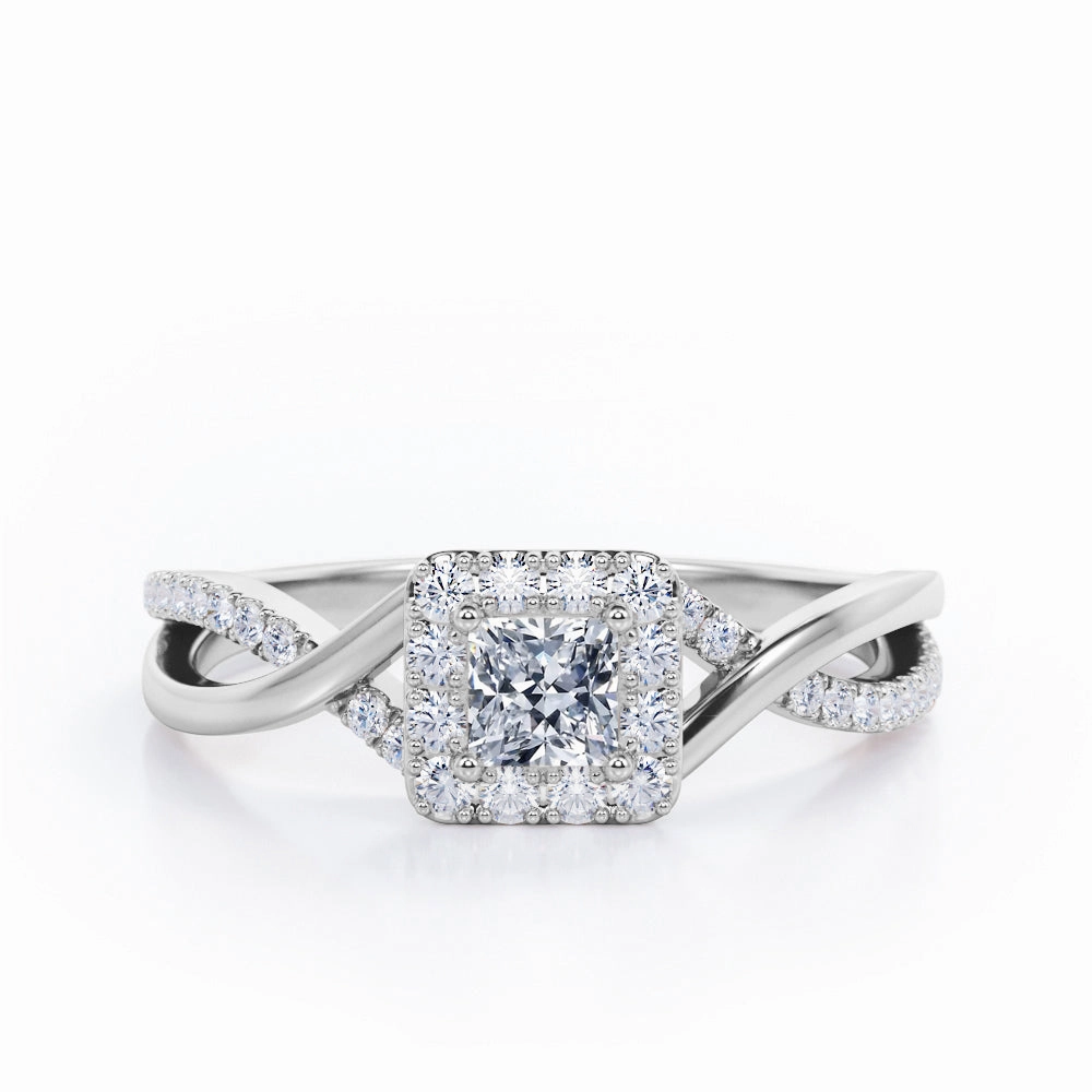 Infinity 0.5 Ct Princess Cut Diamond Engagement Ring Lightweight Build