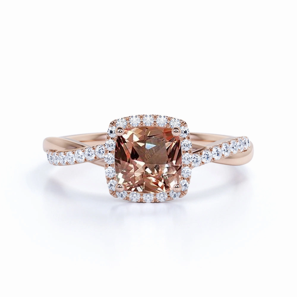 Perfect Fit Minimalist Memento Infinity 1.25 ct Cushion Morganite Halo Engagement Ring
