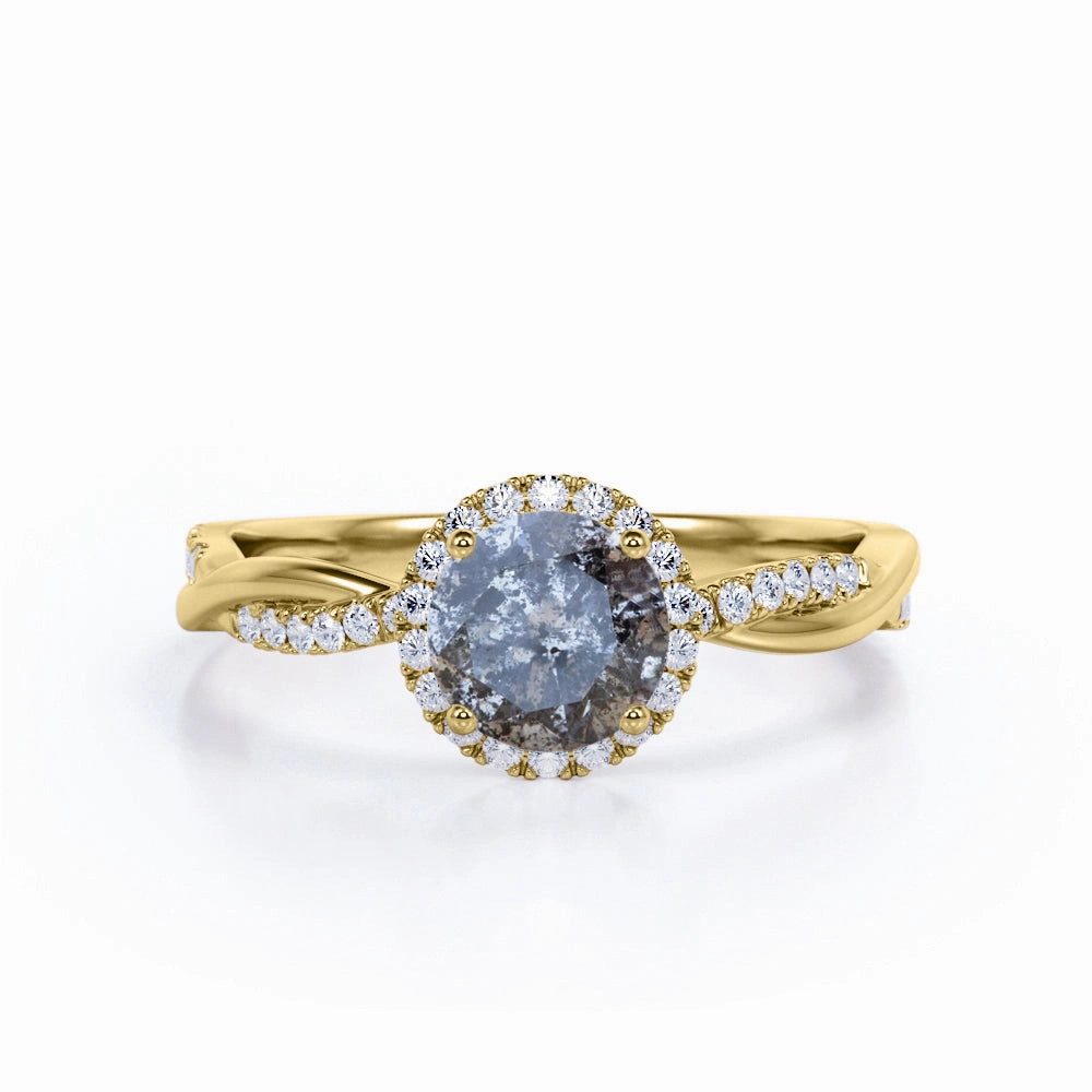 Infinity 1.25 ct Round Black Rutilated Quartz Halo Engagement Ring Ornamental Object