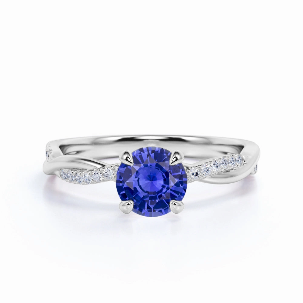 Infinity 1.25 Ct Round Cut Lab Sapphire Engagement Ring Stylish Accent Eternal Adornment