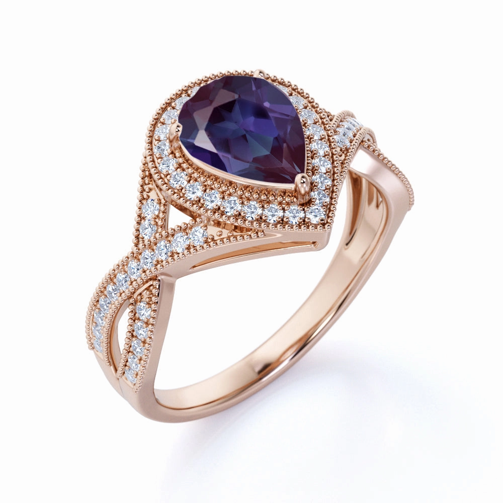 Infinity 1.50 Ct Pear Lab Alexandrite Engagement Ring Classic Product