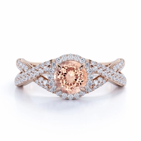 Infinity 1.50 ct Round Morganite Halo Engagement Ring Artisan Article