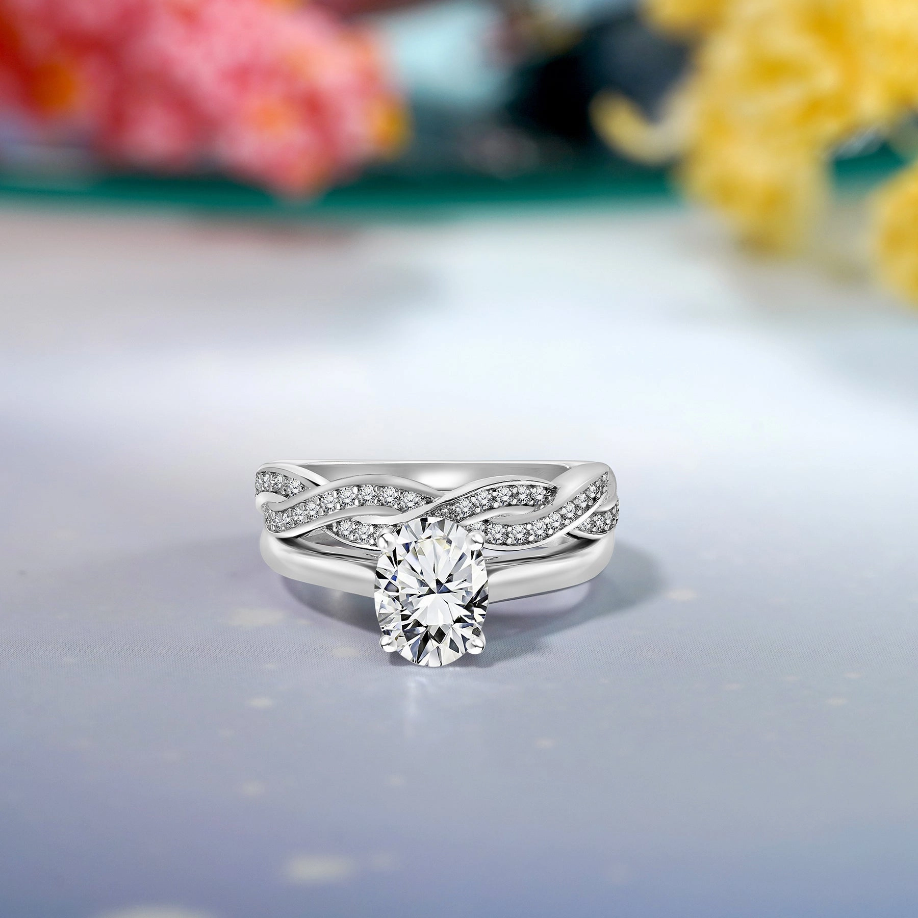 Casual Charm Infinity 1.75 Carat Oval Cut Moissanite Engagement Ring