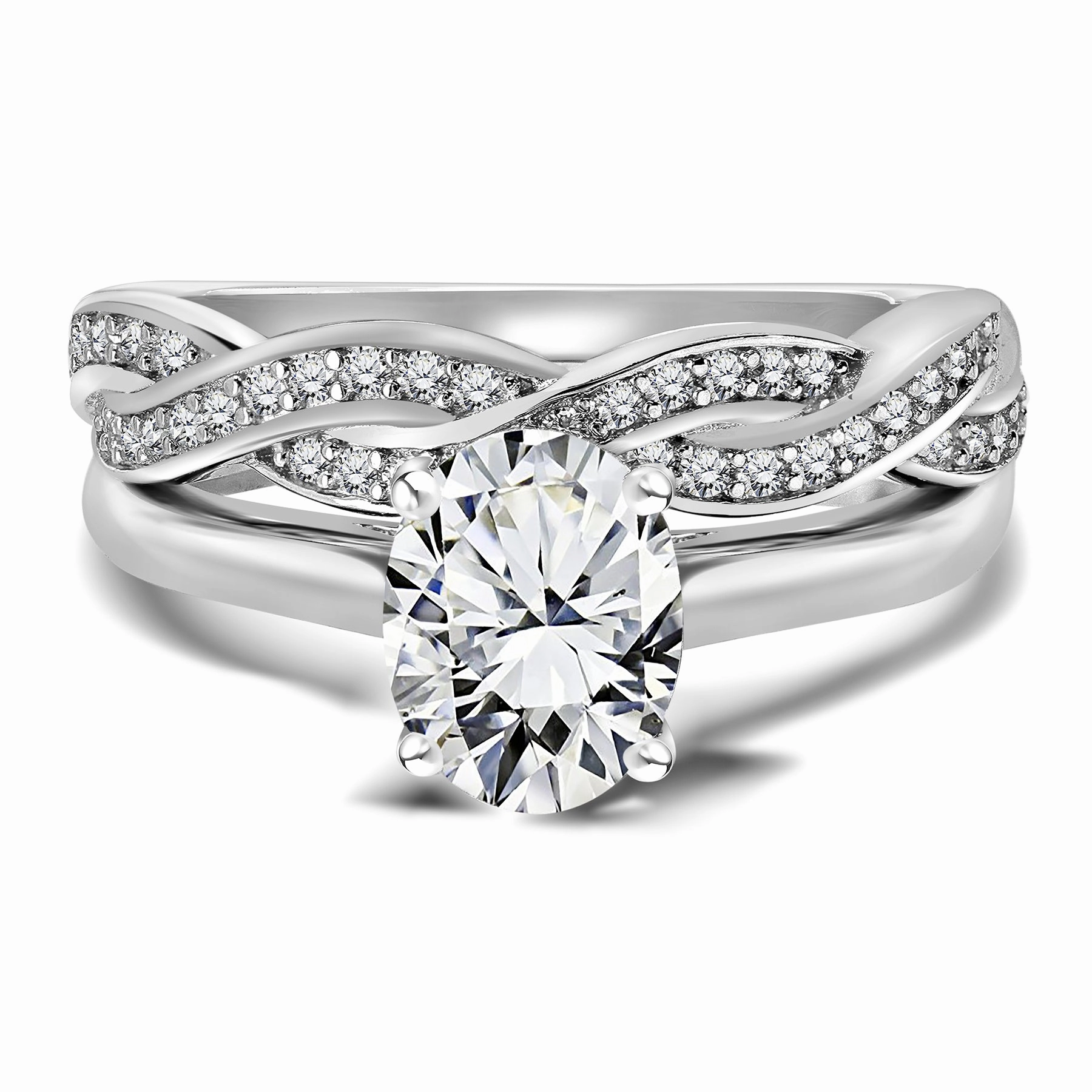 Infinity 1.75 Carat Oval Cut Moissanite Engagement Ring Handcrafted Symbol