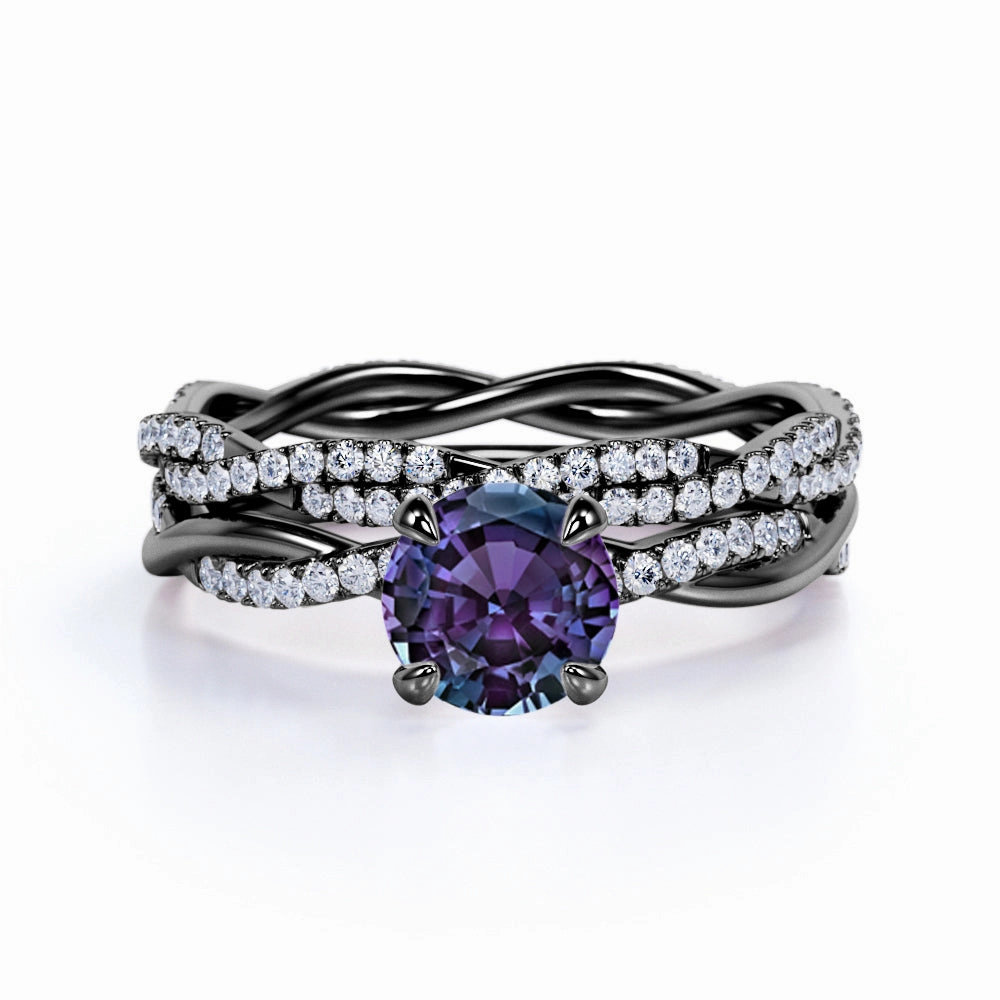 Romantic Jewelry Romantic Present Infinity 1.75 Ct Round Cut Alexandrite Bridal Set