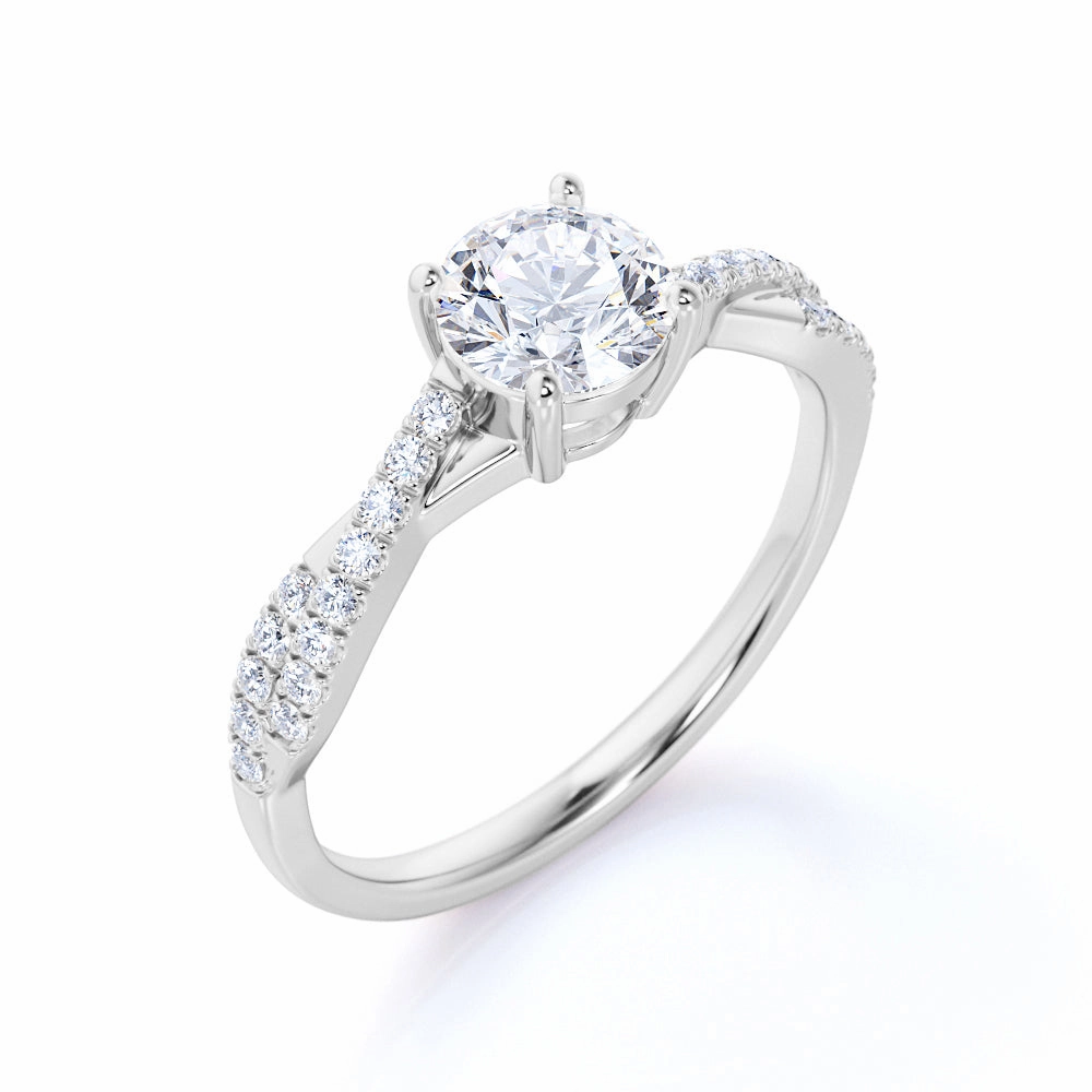 Superior Craftsmanship Infinity 1 Carat Round Cut Moissanite Engagement Ring
