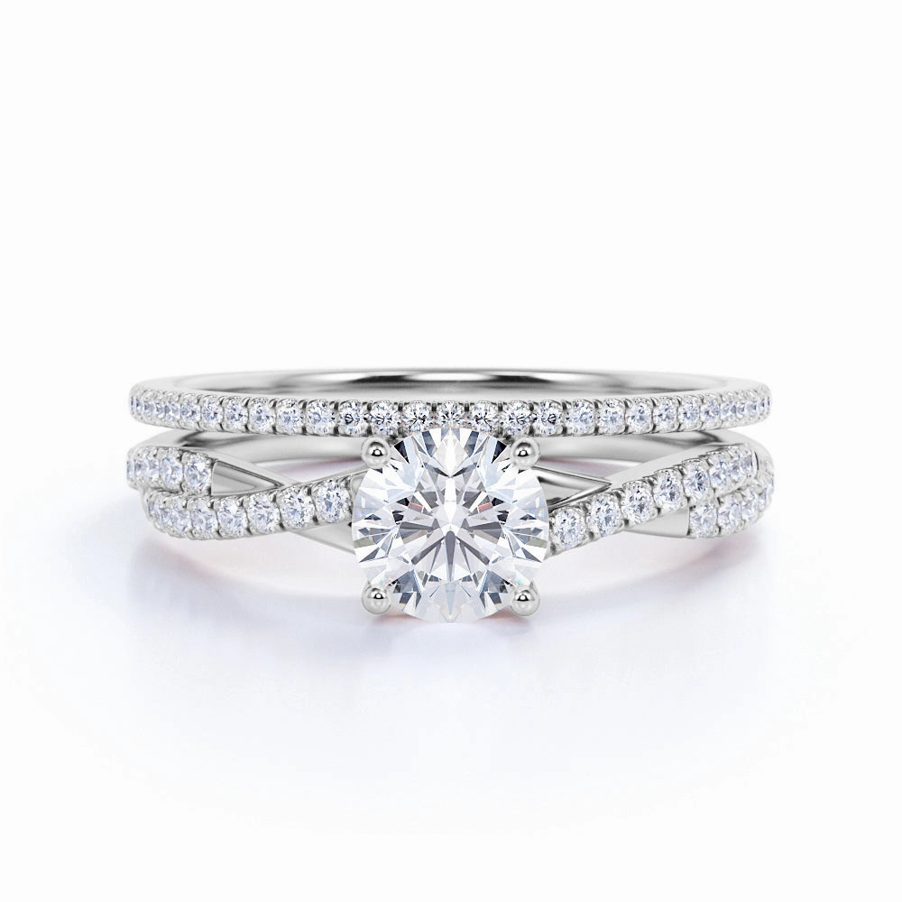 Infinity 1 Ct Round Cut Diamond Wedding Ring Set Universal Fit