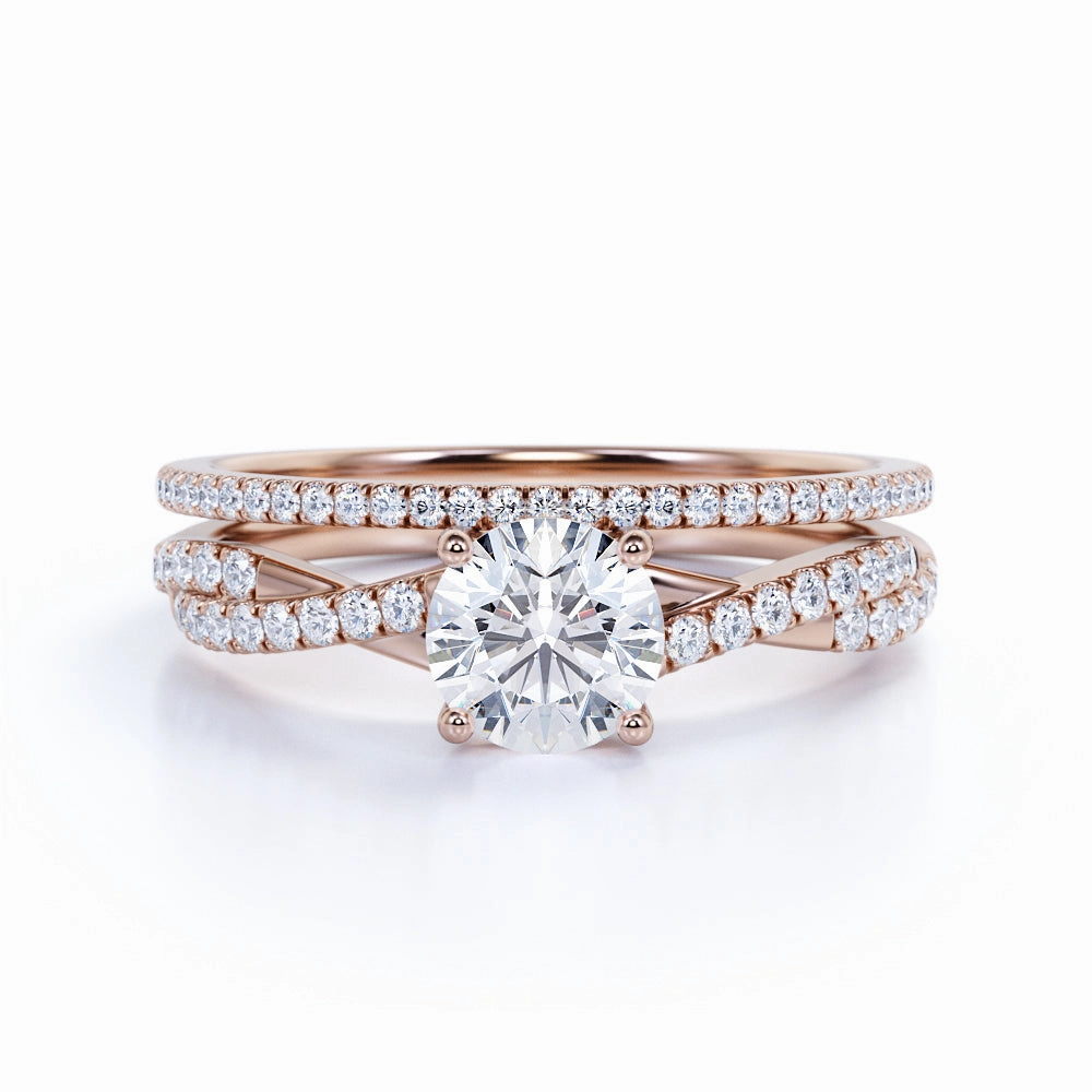 Out Of Box Infinity 1 Ct Round Cut Diamond Wedding Ring Set