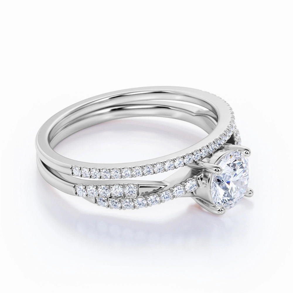 investment piece Simple Work Infinity 1 Ct Round Cut Diamond Wedding Ring Set