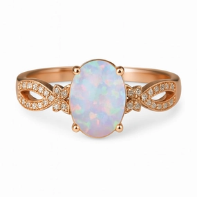 Exclusive Embellishment Inifnity 1.35 Ct Oval Cut Lab Created Opal Milgrain Engagement Ring