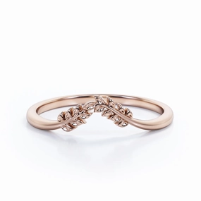Minimal Form Inspired By Nature - Vine Leaf Ring - Plain Wedding Band