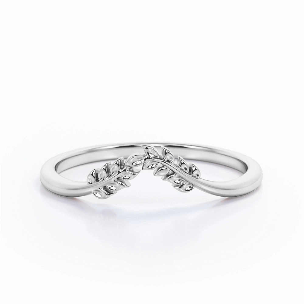 High-End Statement Inspired By Nature - Vine Leaf Ring - Plain Wedding Band