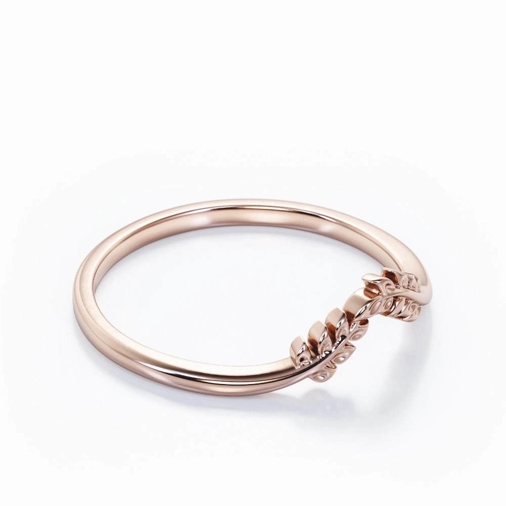 Premium Article HighEnd Adornment Inspired By Nature - Vine Leaf Ring - Plain Wedding Band